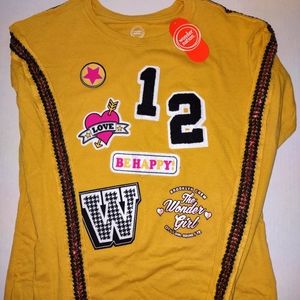 Girls Brooklyn Crew Wonder Nation Girls long sleeve shirt size large 10-12 NWT
